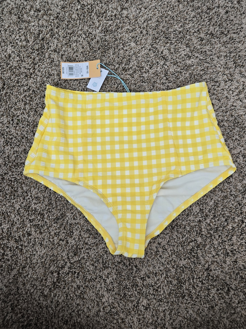 Kona Sol Yellow and White Gingham Bikini Bottoms